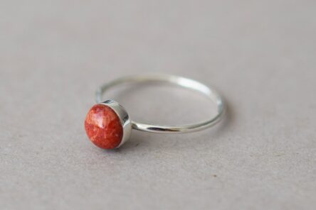 Ring Red Coral Stone