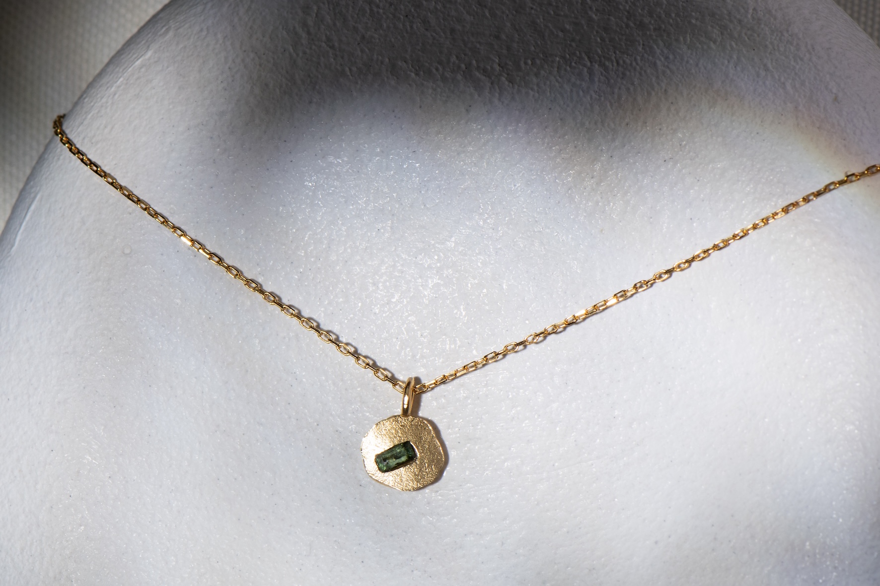 Necklace Green Turmaline Baguette