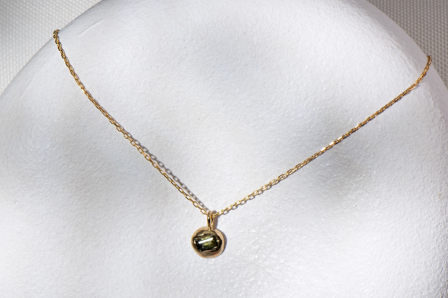 Necklace Green Turmaline Square