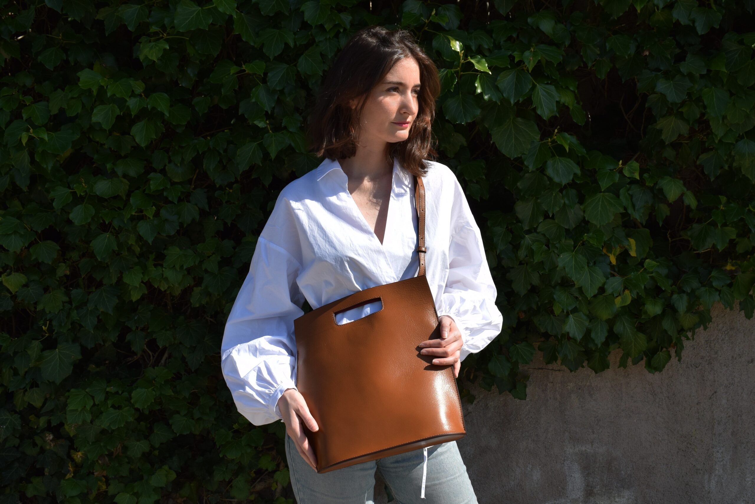 Leatherbag Open Cognac