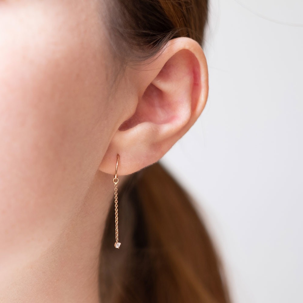 Burato Gioielli: Hoops Earring Long Solitaire Diamond, Rose Gold 18ct – Bild 3