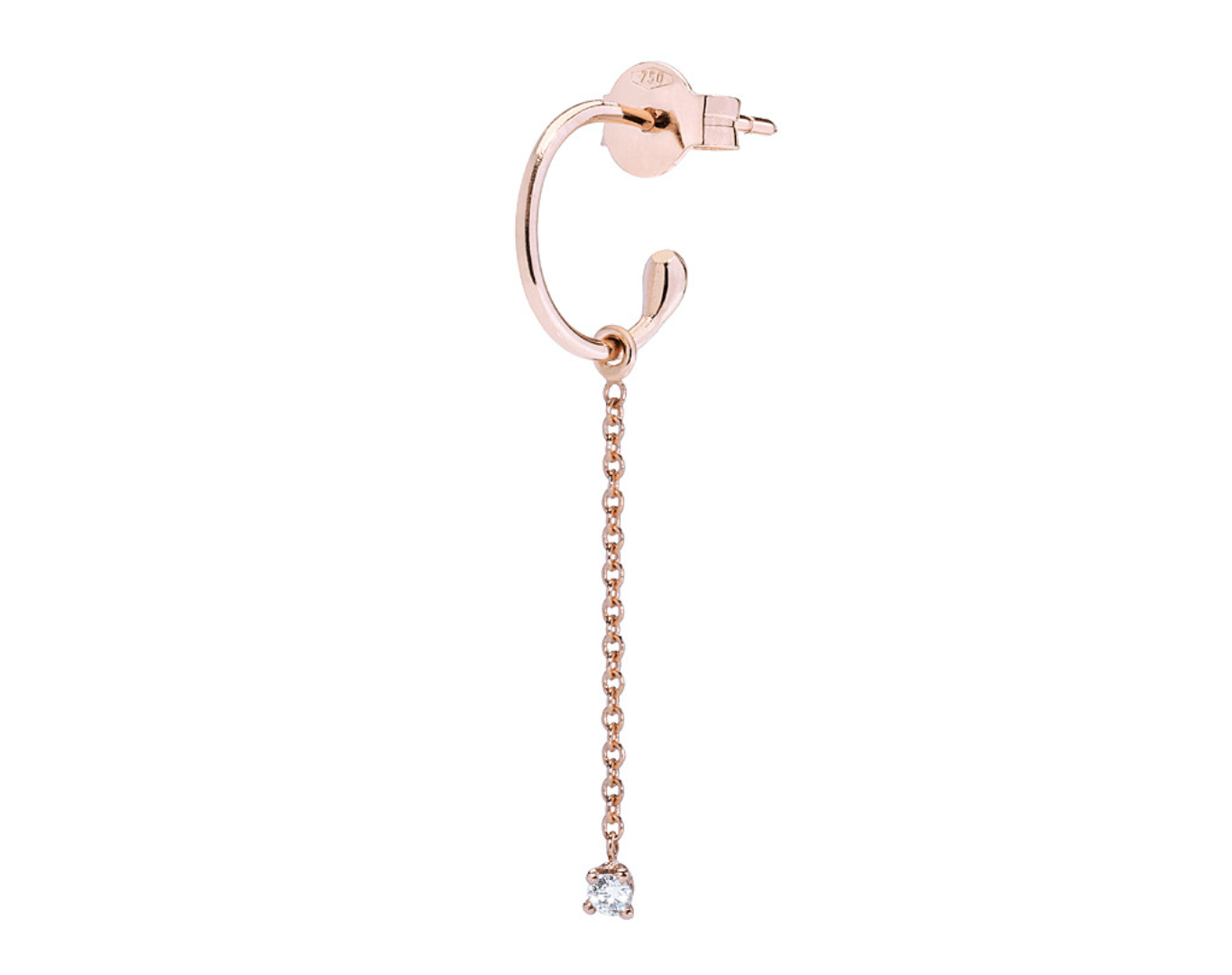 Burato Gioielli: Hoops Earring Long Solitaire Diamond, Rose Gold 18ct – Bild 5