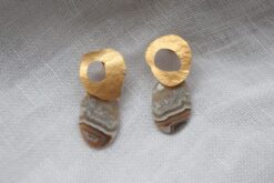 Earrings Crazy Lace Agate Cabochon