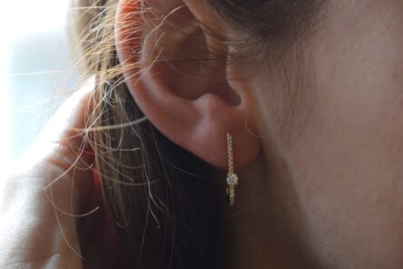 Alternative view of Earstuds Around Zirconia Stone