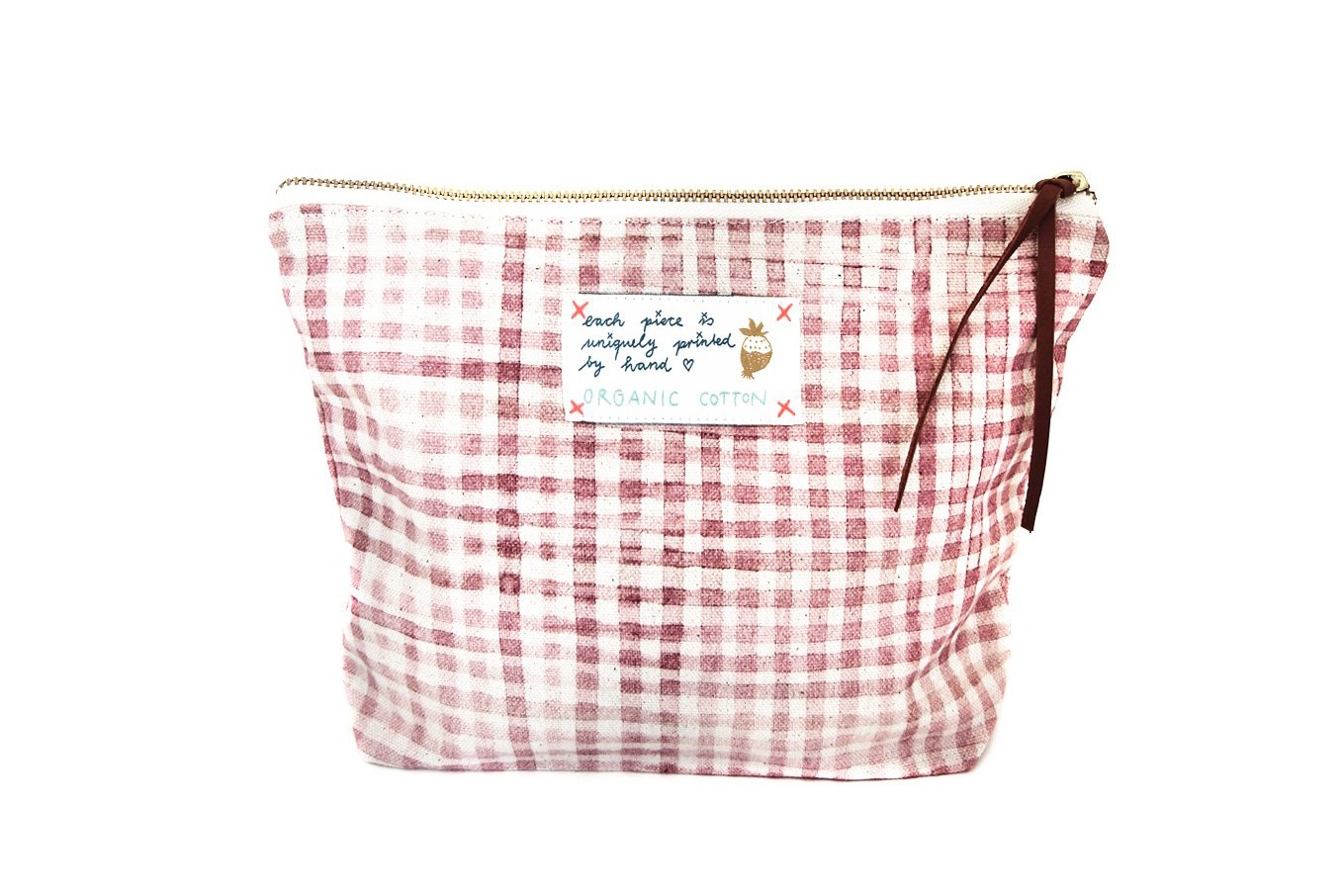 Lili Pepper: Organic Cotton Pouch "My Rose Check" Big Size