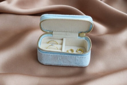 Small Jewelry Box Light Blue Velvet