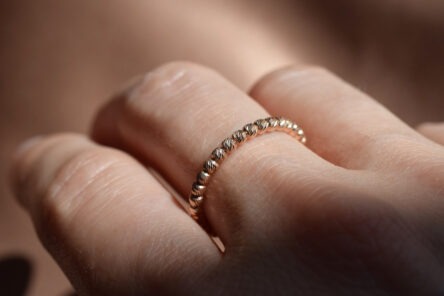 Alternative view of Ring Beads With Diamond Cut Rosegold or Whitegold 14ct