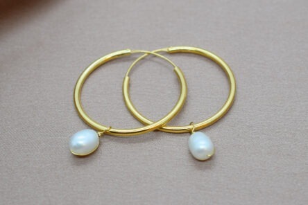 Hoops Earrings Pearl Round