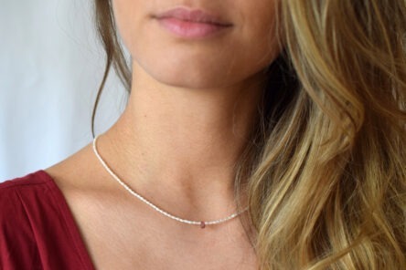 Alternative view of Necklace Pearl & Pink Turmaline