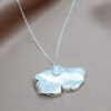 Necklace Gingko Leaf With Aquamarine Gemstone