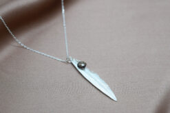 Alternative view of Necklace Leaf Long With Smoky Quartz Gemstone