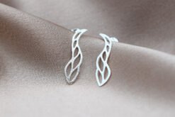 Earstuds Brushed Cutout Leaf