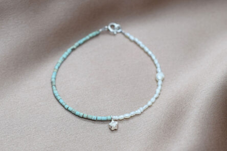 Bracelet Flower & Mint Beads