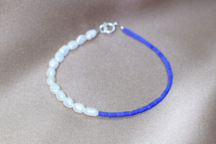 Bracelet Pearl & Blue Bead