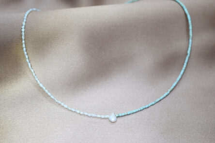 Necklace Pearl& Mint Beads