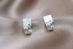 Earrings Brushed Square Rings