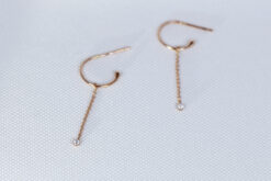 Burato Gioielli: Hoops Earring Long Solitaire Diamond, Rose Gold 18ct