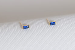 Earstuds Blue Baguette Yellow Gold 9ct