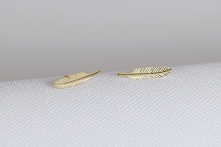Earstuds Small Feather Gold 10 ct