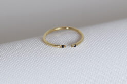 Ring Open With Two Black Zirconia Stones Yellow Gold 14ct
