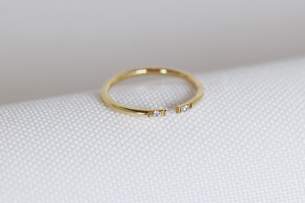 Ring With Two Clear Zirconia Stones Yellow Gold 14ct