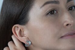 Alternative view of Earstuds Brushed Shaped Circle