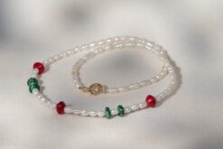 Necklace Malachite and Red Coral