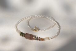 Necklace Sunstone with Unakite and Rose Quartz