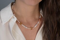 Alternative view of Necklace Pearl With Citrine & Agate