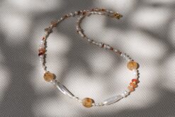 Necklace Pearl With Citrine & Agate